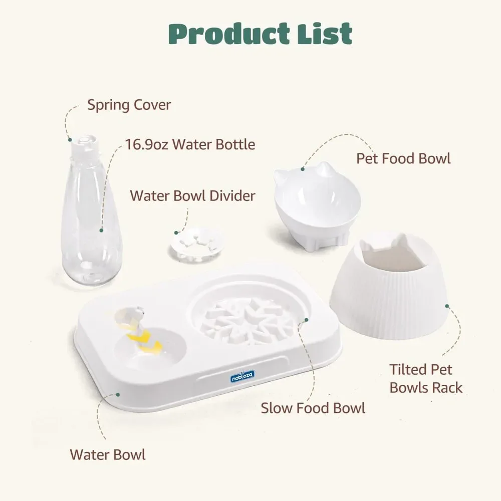 New 3-in-1 Raised, Whisker Friendly, Slow Feeder Pet Bowl
